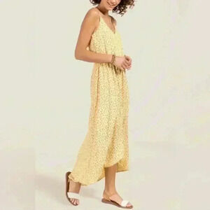 Mi Ami Yellow Floral Asymmetrical Maxi Dress Size Medium